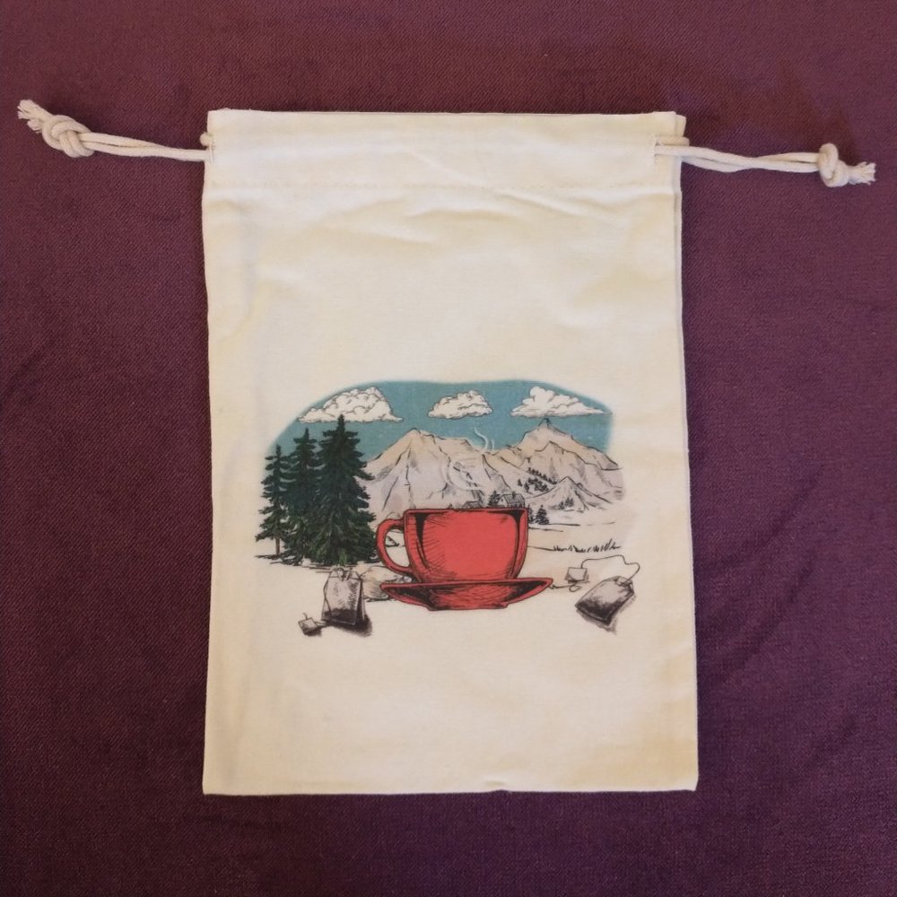 FREE with purchase (just ask): Blue Ribbon Linen Drawstring Bag